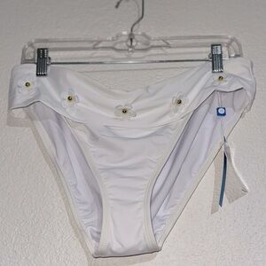 Rod Beattie| White Embellished Flower Bikini Bottom Size 12 NWT
